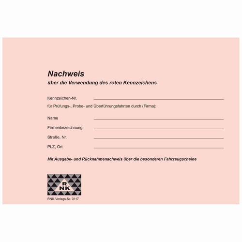 Rnk nachweisbuch 3117 - nachweisbuch, "rotes