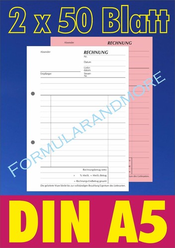 Rechnungsblock din 2x50 - a5,sd,,
