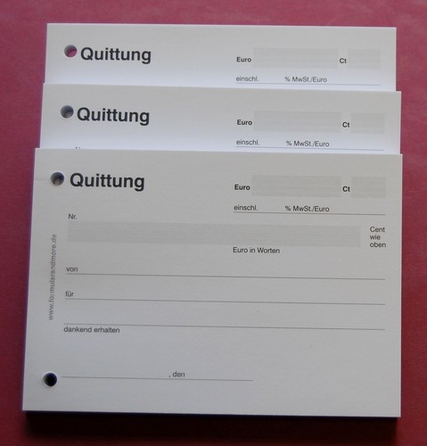 Quittungsblock mit 100 - 3x,