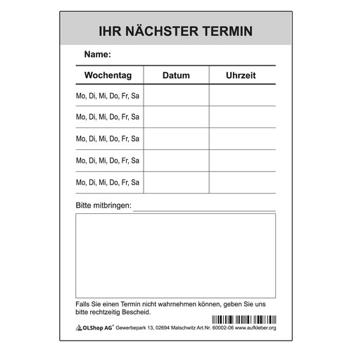 Terminzettel terminblöcke - terminzettel,