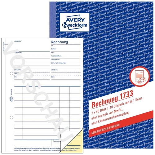 Avery rechnung 1733 x - rechnung,