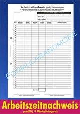 Arbeitszeitnachweis DIN A4