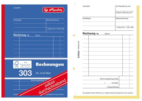 10x herlitz 303 rechnungsblock - 10x,