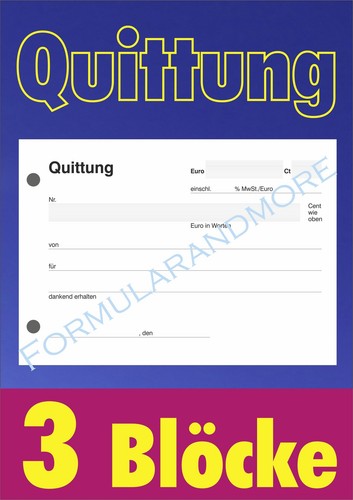 Quittungsblock mit 100 - 3x,