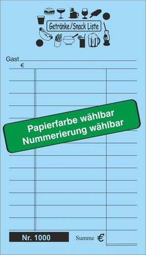 1000 nummerierte kellnerzettel - 1000,
