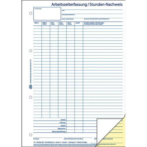 Formularbuch stunden nachweis - formularbuch,