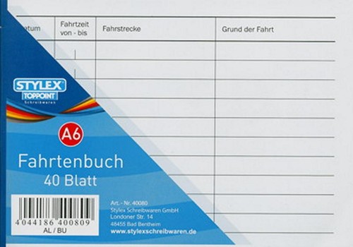 Fahrtenbuch din stylex - fahrtenbuch, a6